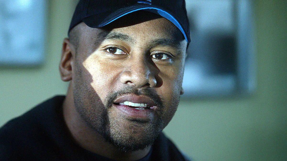 Jonah Lomu smiling during an interview